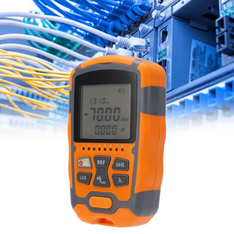 [Australia - AusPower] - Mini Optical Power, Optical Power Meter Tester Multimeter with LED Light Kit Network & Cable Testers Meter Portable Fiber 
