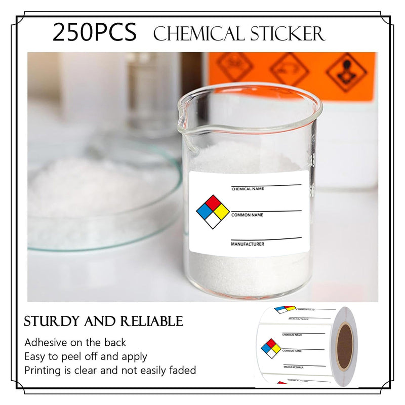 SDS Stickers/MSDS Stickers for Chemical Safety Data 2x3 Inch-Holographic Film Common Chemical Identifier HMIG Write in Labels GHS Secondary Container Labels 250pcs