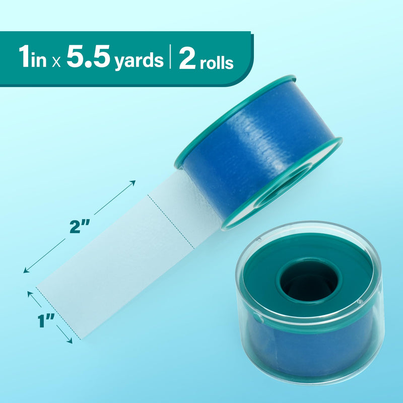 LotFancy Medical Soft Silicone Tape, 4Rolls 1inch x 5.5Yards, Adhesive Water-Proof Surgical Tape with Perforation for Easy Tear, Surgery First Aid Tape for Wound, Bandage 4 Count (Pack of 1)