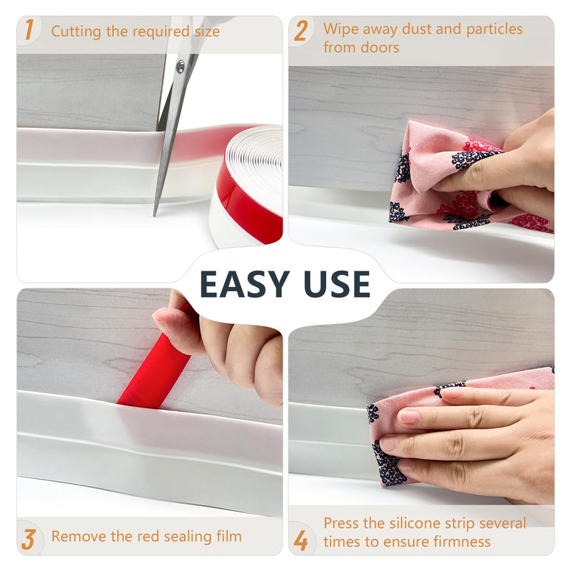 【2026 New Upgrade】 Wide Silicone Weather Stripping Door Seal with Strong Adhesive 3" x 17 ft, Draft Stopper Tape for Door Frame, Side and Bottom Gaps Strip for Glass Shower, Transparent 17FT(3" W x 0.04" T)