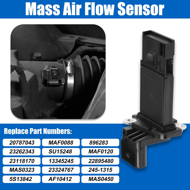 Mass Air Flow Sensor MAF for Chevy Camaro Caprice Equinox Impala Malibu Silverado Tahoe Traverse GMC Sierra 1500 Yukon Cadillac ATS CT6 Escalade SRX XT5 Buick Enclave Envision Lacrosse Regal 23262343