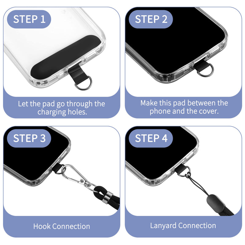 [Australia - AusPower] - CACOE Cell Phone Lanyard 2 Pack-1× Adjustable Neck Strap,1× Wrist Strap,2× Pads,Universal Crossbody,Multifuctional Compatible with Most Smartphones(Black) Black 