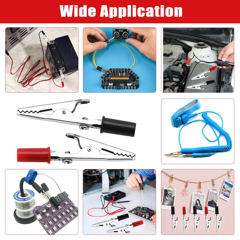 [Australia - AusPower] - VooGenzek 30 Pieces Alligator Clips, Test Metal Alligator Clips, Electrical Test Clips for Laboratory Tests, with Plastic Handle (Red & Black) Single Plastic Hand - 30 Pieces 
