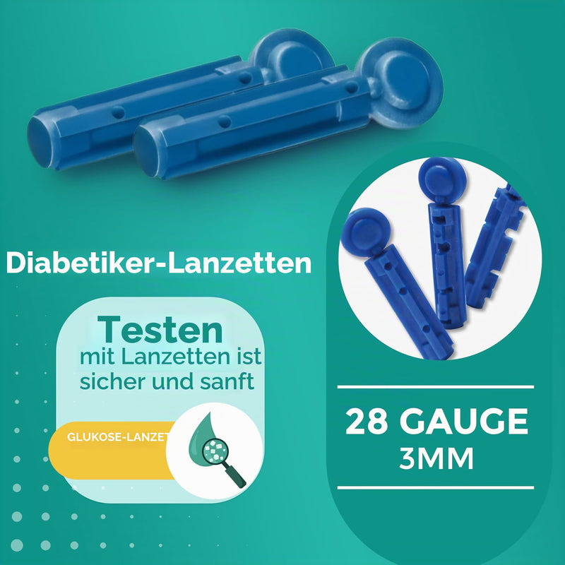 Blood Lancets 28G 3 mm - Sterile & Low Pain Compatible with Lancing Aid Blood Sugar Lancets for Diabetes, Pack of 100