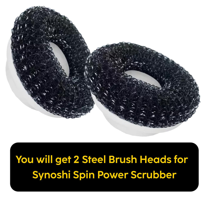 [Australia - AusPower] - Steel Brush Heads (2 Units) for Electric Spin Scrubber | Designed for Heavy-Duty Cleaning Tasks Steel brush heads (2 Units) 