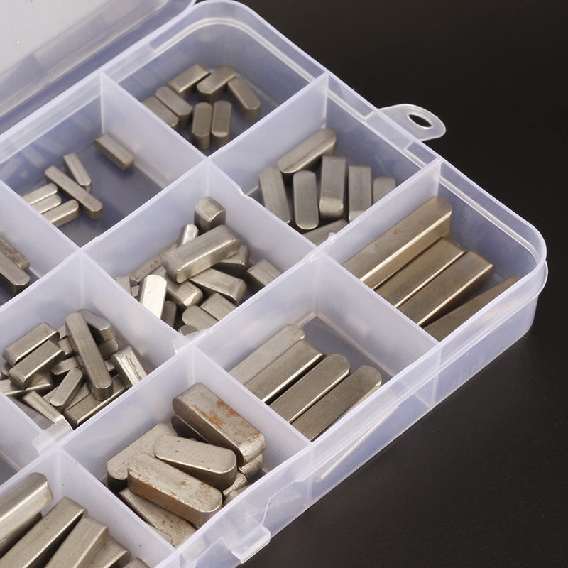 [Australia - AusPower] - Key Stock, 140pcs Round Ended Key Set Pulley Keyway Key Parallel Drive Shaft Keys Keyway Key Assortment 