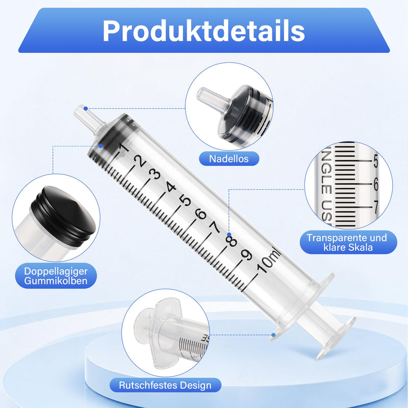 Pack of 20 Large Plastic Tube, 10ml with Clear Scale, Disposable Syringes, Individually Sealed for Laboratory, Industrial, Pet Feeding