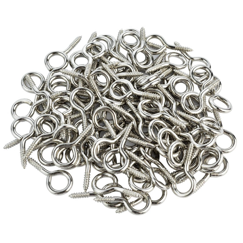[Australia - AusPower] - 100pcs Small Screw Eye, Eye Shape Screw Hooks 1" Lag Thread Self-Tapping Hanging Hooks Eyebolt Ring Zinc Plated 