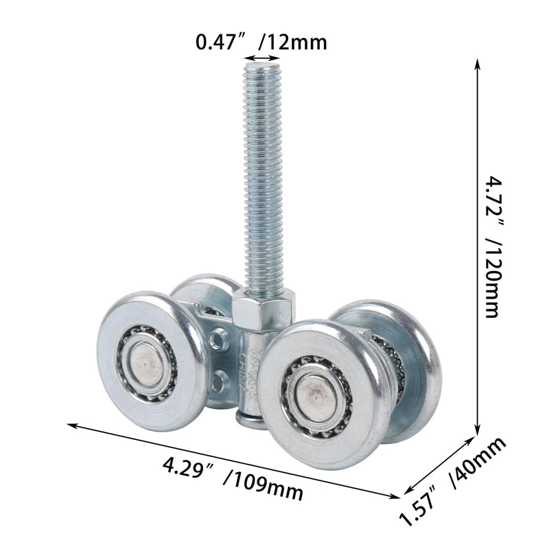Mxfans Steel Sliding Track Roller Hanging Barn Door Rail Trolley Wheel H3-3 Replaces Stainless Steel Kit