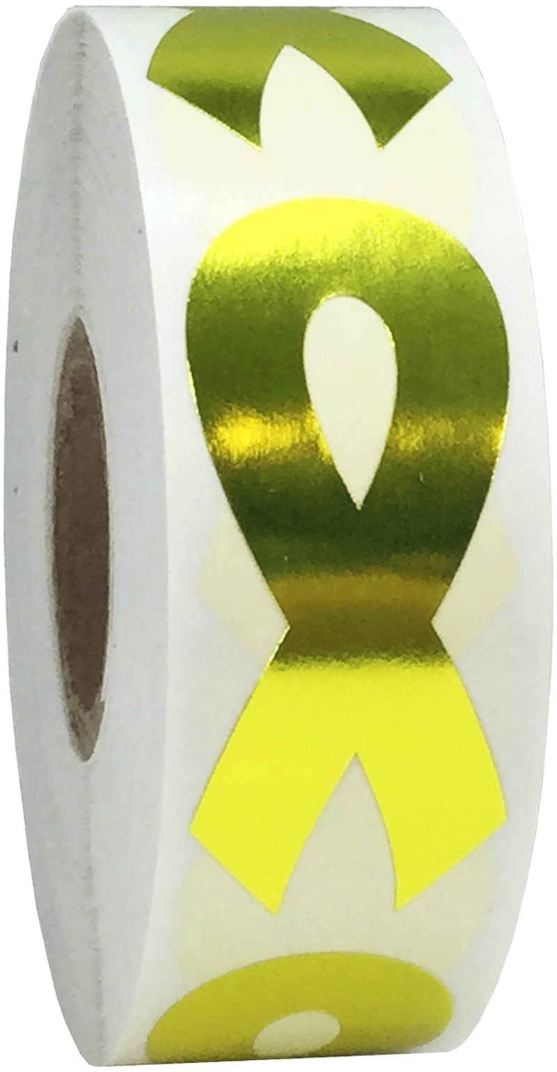 Metallic Gold Awareness Ribbon Stickers 2 Inch 500 Total Adhesive Labels Metallic Gold
