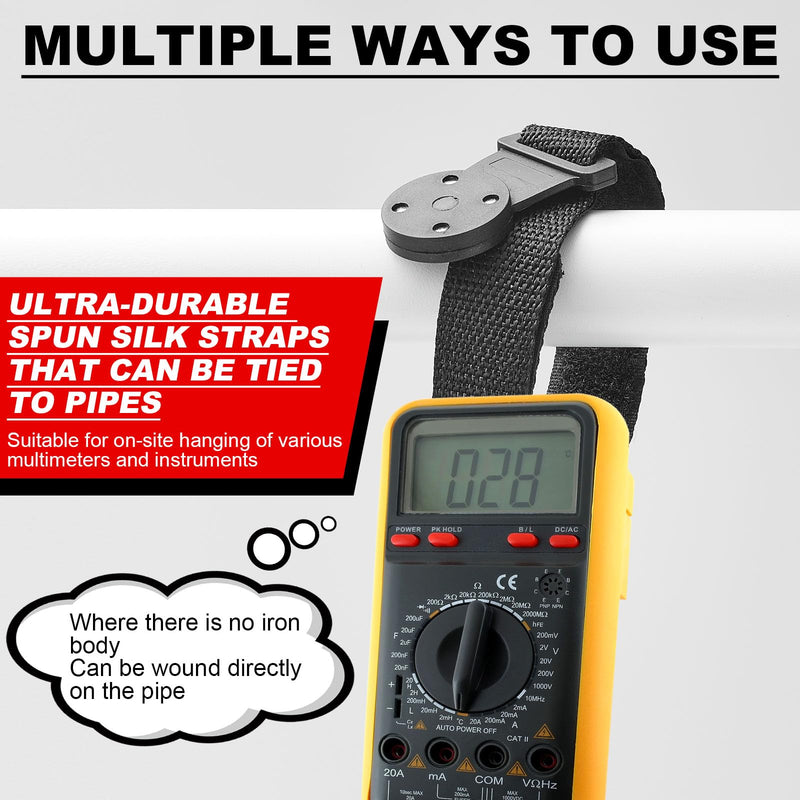 [Australia - AusPower] - 2 Pieces Magnet Hanger Kit Magnetic and Hanger Strap for Multimeter Meter Hanging Kit Strong Strap Pendant, Suitable for Most Multimeters 