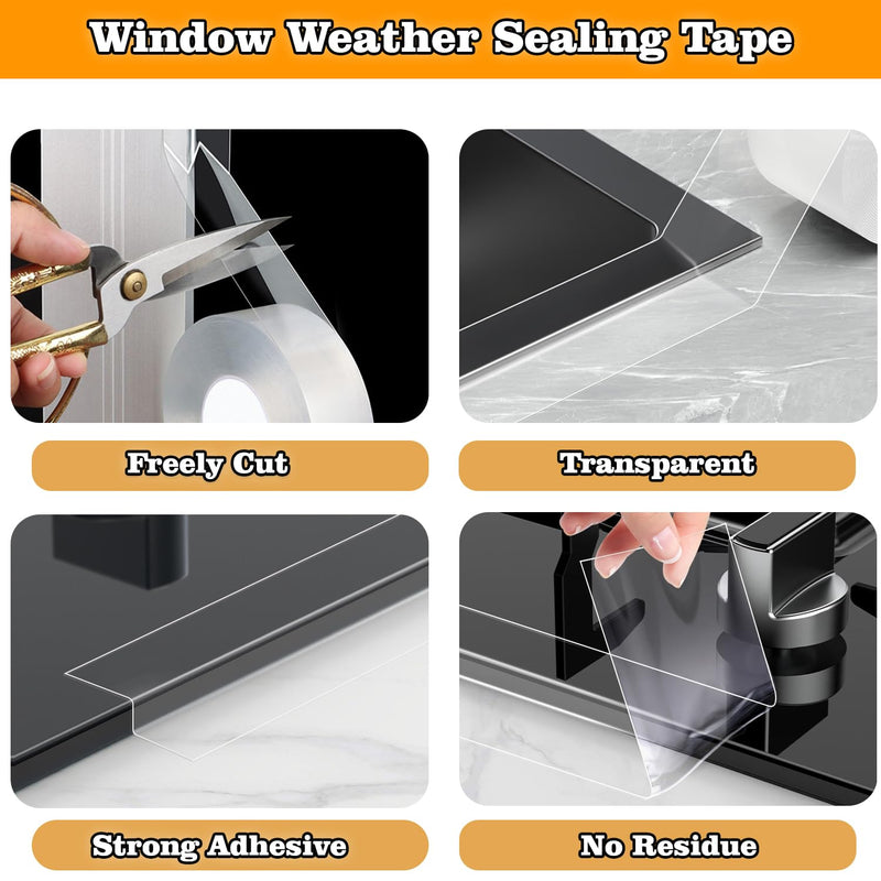 [Australia - AusPower] - Transparent Air Conditioner Window Seal Weather Sealing Tape 2 Inch x 33 FT Weather Stripping Residue-Free Clear Window Insulation Tape for Shower Glass Gaps and Doors Windproof Tape 2 IN - 33Ft 
