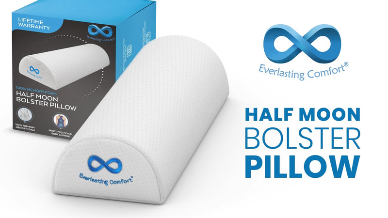 Everlasting Comfort Under Knee Pillow for Back Sleeping - Memory Foam Half Moon Leg Bolster Pillow for Back Pain, Thoracic Support Standard