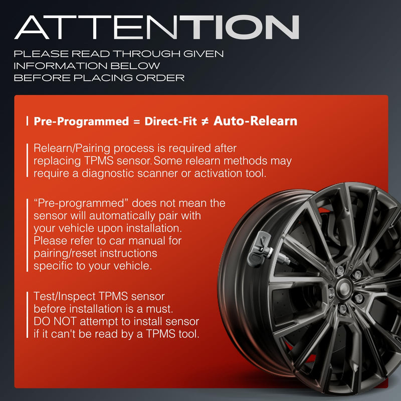 A-Premium 4PCS Pre-Programmed TPMS Sensor Tire Pressure Monitoring Sensor - Compatible with Subaru Forester, Impreza, Legacy, Outback, Tribeca, WRX, WRX STI, XV Crosstrek - 315MHz - Relearn Required