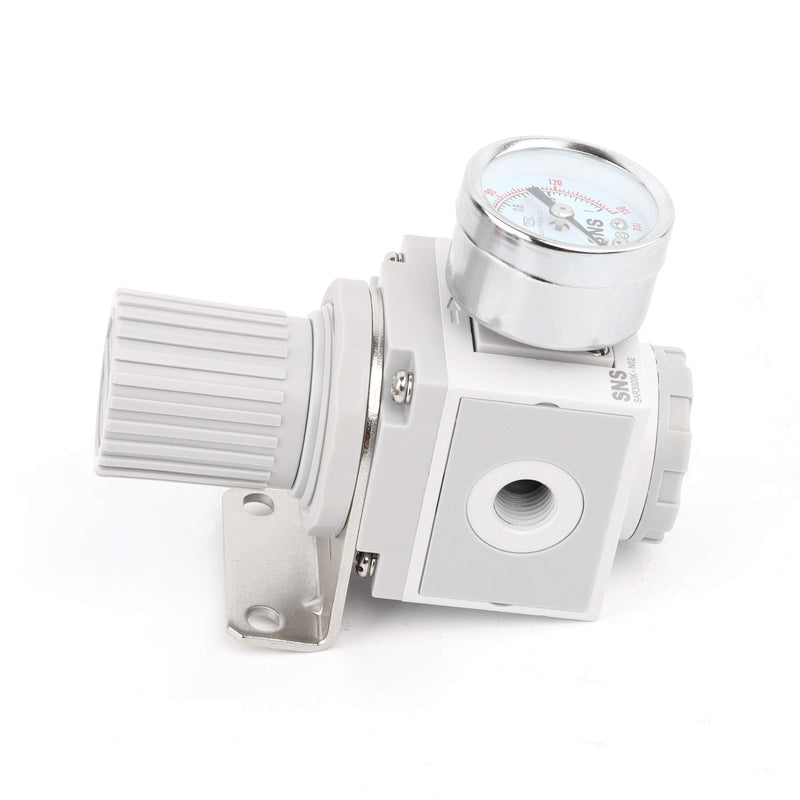 [Australia - AusPower] - SNS Air Pressure Regulator Female Thread 1/4 NPT Compact Type Relief Type 0-150 PSI Adjustable, Bracket, Gauge SAR3000K-N02 SAR3000-N02 
