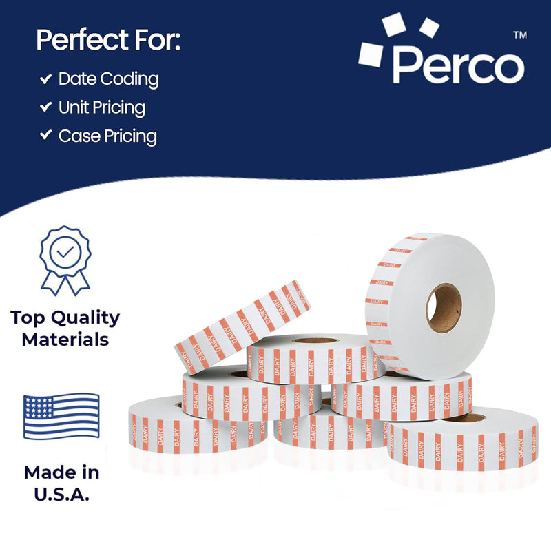 Orange Reverse Print on White Dairy Labels for Monarch 1131-20,000 Labels w/ 8 Rolls Value Pack, 1 Sleeve - Made in USA
