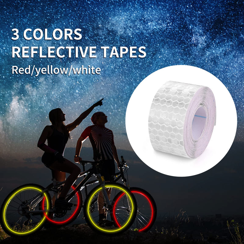 [Australia - AusPower] - 3 Rolls Reflective Tape Outdoor Waterproof Reflective Warning Tape Reflector Tape Night Safety Stickers Silver, Red, Yellow Reflective Tape for Trailer Bicycles Clothing (1 Inch x 30 Ft) 3 Rolls 