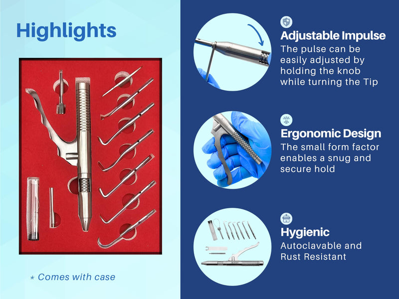 [Australia - AusPower] - Dental Automatic Crown Remover Bridge Remover with 10 Pieces/Spring Loaded Crown Remover with 8 Tips and Wrench by ARTMAN INSTRUMENTS 