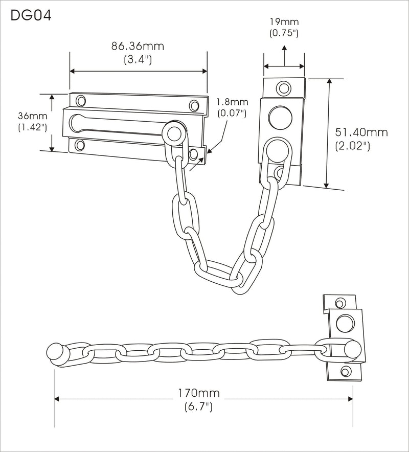 QCAA Solid Brass Chain Door Guard, with 9 Links Steel Chain, Satin Classic Bronze, 2 Pack Satin Classic Bronze -2 Pack
