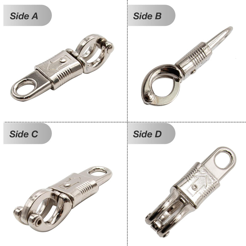 [Australia - AusPower] - 5-Pack Nickel Plated Quick Release Panic Snap with Fixed-Eye, Panic Snap Quick Release Paracord, Get Back Whips Industrial Grade for Get Back Whips 
