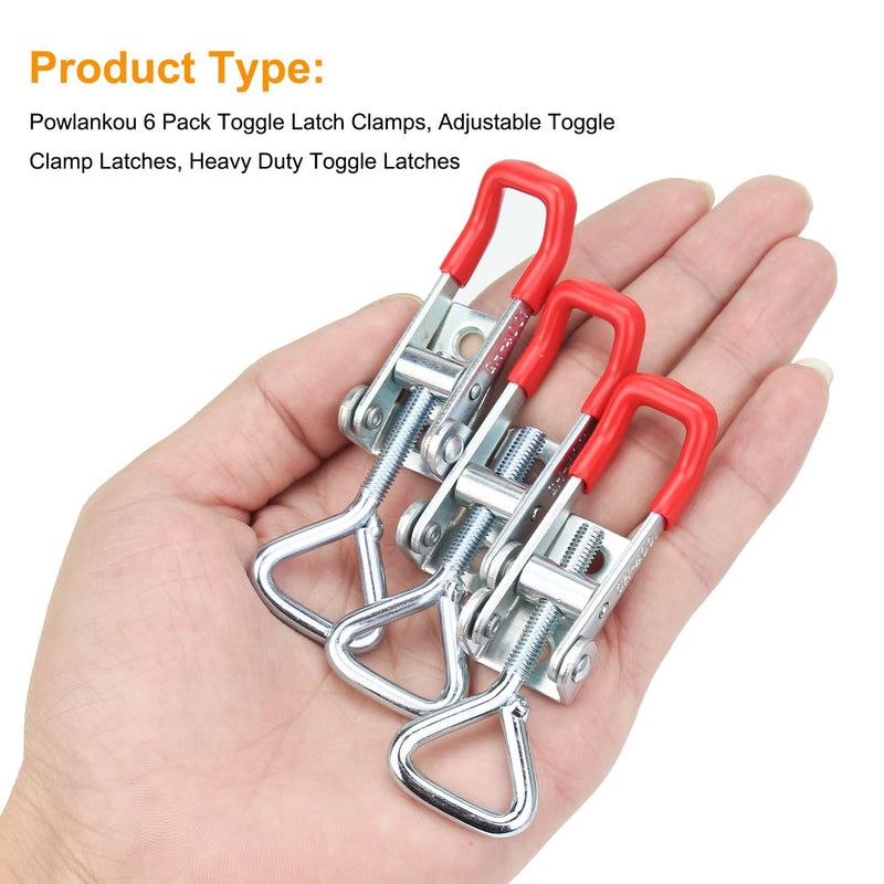 [Australia - AusPower] - 6 Pieces Adjustable Toggle Clamps, Heavy Duty Toggle Latch Clamps, Pull Latches for Doors, Cabinets, Wooden Boxes, 150Kg 330Lbs Holding Capacity with Screws 6 