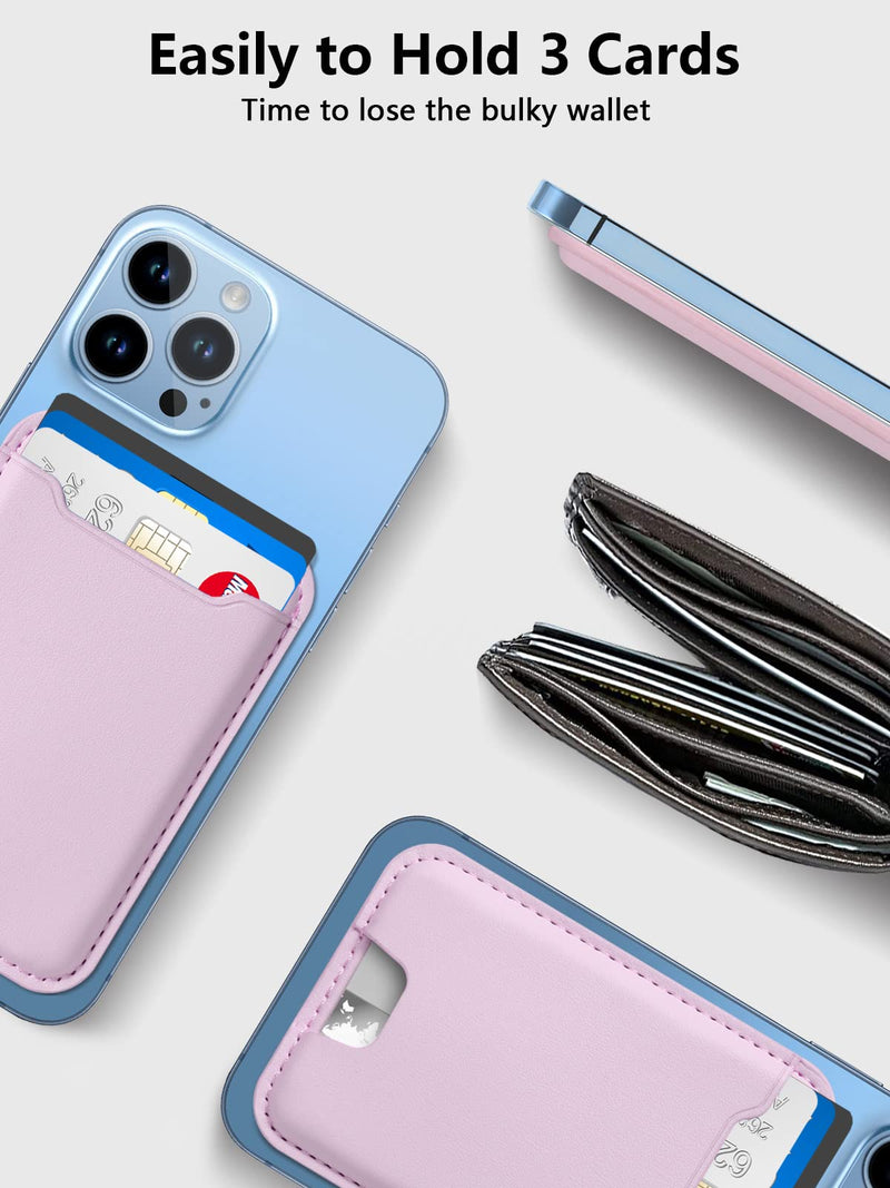 [Australia - AusPower] - TopMade for Magsafe Wallet, Magnetic Wallet Card Holder for iPhone 15, iPhone 14/13/12 Series, Leather Magnetic Phone Wallet with Powerful Magnet, Credit Card RFID Blocking, Fit 4 Cards, Pink 
