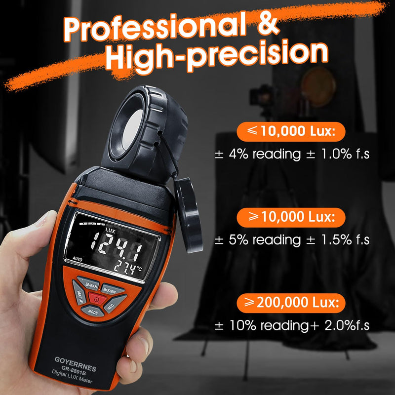 [Australia - AusPower] - Illuminance Light Meter, Digital Lux Foot Candles Meter 0.1~400,000 Lux (0.1~40,000 FC) with 270º Rotatable Detector, Lumen Meter Luxmeter for Indoor Outdoor 