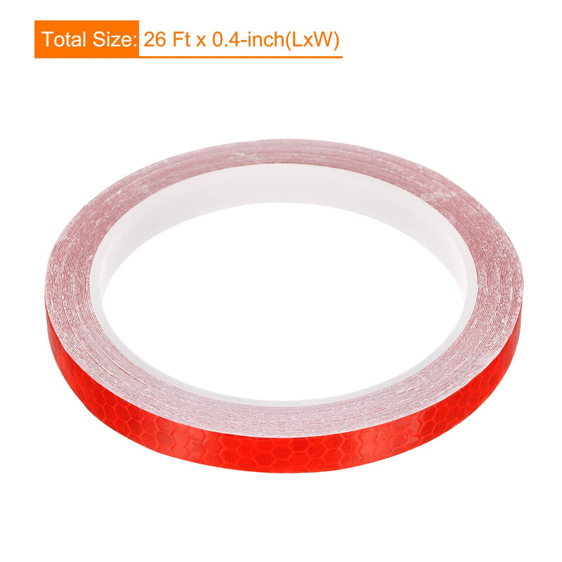 PATIKIL Reflective Tape, 1 Roll 26 Ft x 0.4-inch Waterproof Adhesive High Visibility Caution Warning Safety Tape Reflector for Trucks Trailers Cars, Red