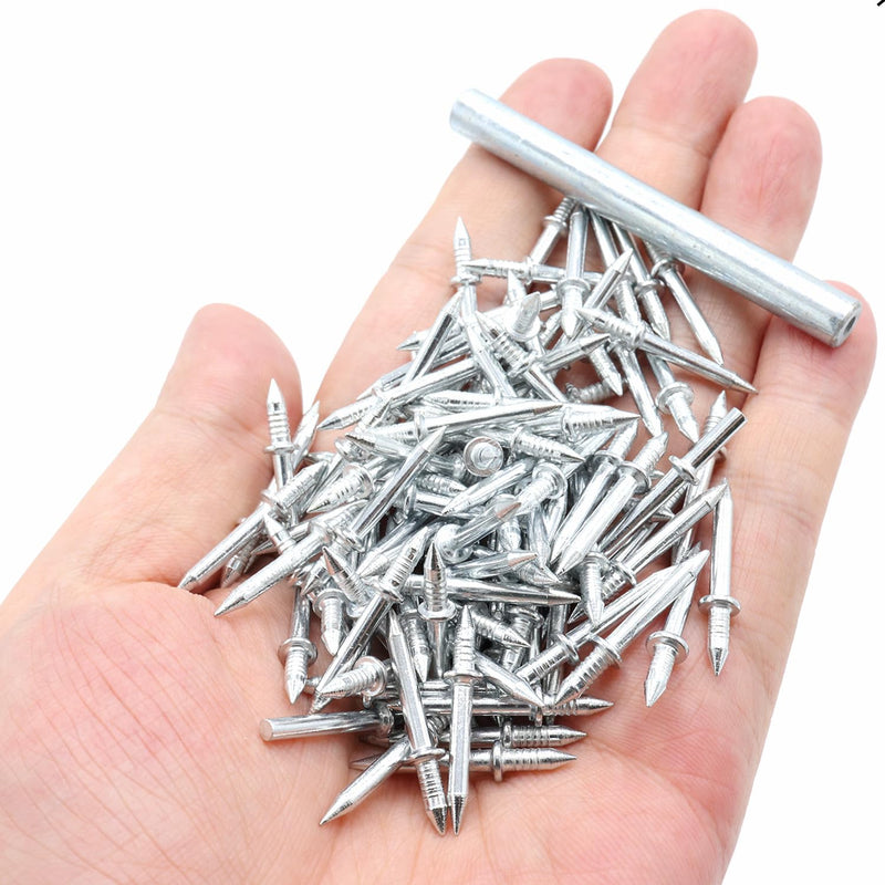[Australia - AusPower] - 100Pcs Double-Head Skirting Thread Seamless Nail, Skirting Line Without Marks Nail,Invisible Security Screws,Solid Wood Baseboard Double-Headed Nails,Equipped with Nail Specific Sleeve Tool 100 