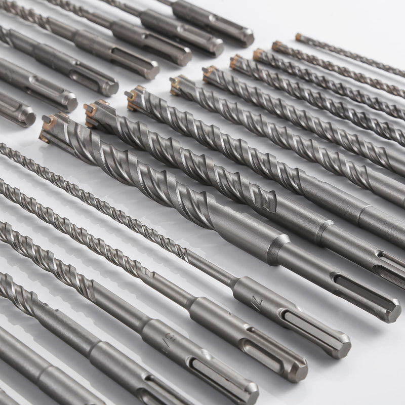 [Australia - AusPower] - Concrete Drill Bit 5pcs 3/8" X 6"-4" Cross-Type Double Thread Carbide Material Suitable for Concrete, Brick, Cement Walls, Stone, Hammer Drill Bits for Concrete 3/8 in 6" 