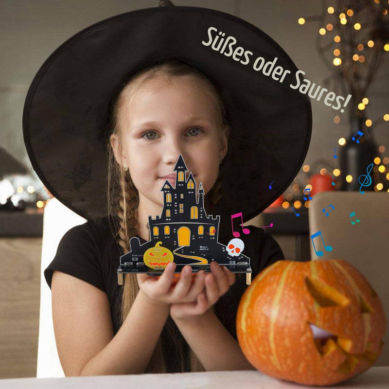 PEMENOL Halloween Castle Soldering Kit Music Pumpkin Skeleton Light Electronics Kit with Breathing LED Light Effects & Sound Soldering Learning Set Adult Decoration