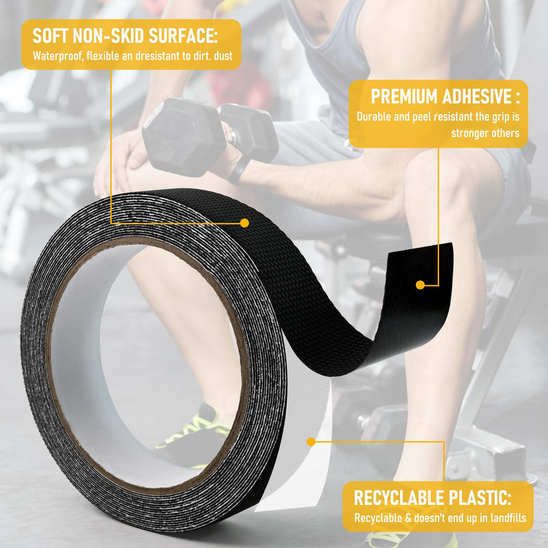 1 in X 20 Ft Rubber Grip Tape for Handles - Non-abrasive Anti Slip Tape with Strong Adhesive, Waterproof, Heat Resistant, And Comfortable Cushion Grip, Perfect for Handlebars or Slippery Surfaces