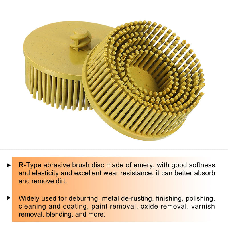 [Australia - AusPower] - HARFINGTON 4pcs Bristle Disc 2" 80 Grit R-Type Abrasive Brush Coarse Bristle Disc Deburring Electric Disc Brush Attachment Abrasive Coating Removal Disc for Metal, Yellow 