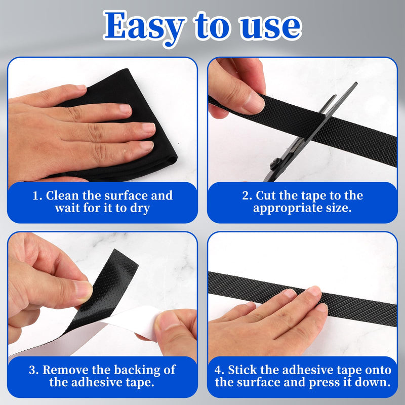 Notoke Anti Slip Grip Tape Heavy Duty - 0.8" x 16Ft Black Rubber Grip Tape - Waterproof & Non-Abrasive Safety Tape Cushion Pad for Indoor & Outdoor Use - Making Handles or Contact Surfaces Safer