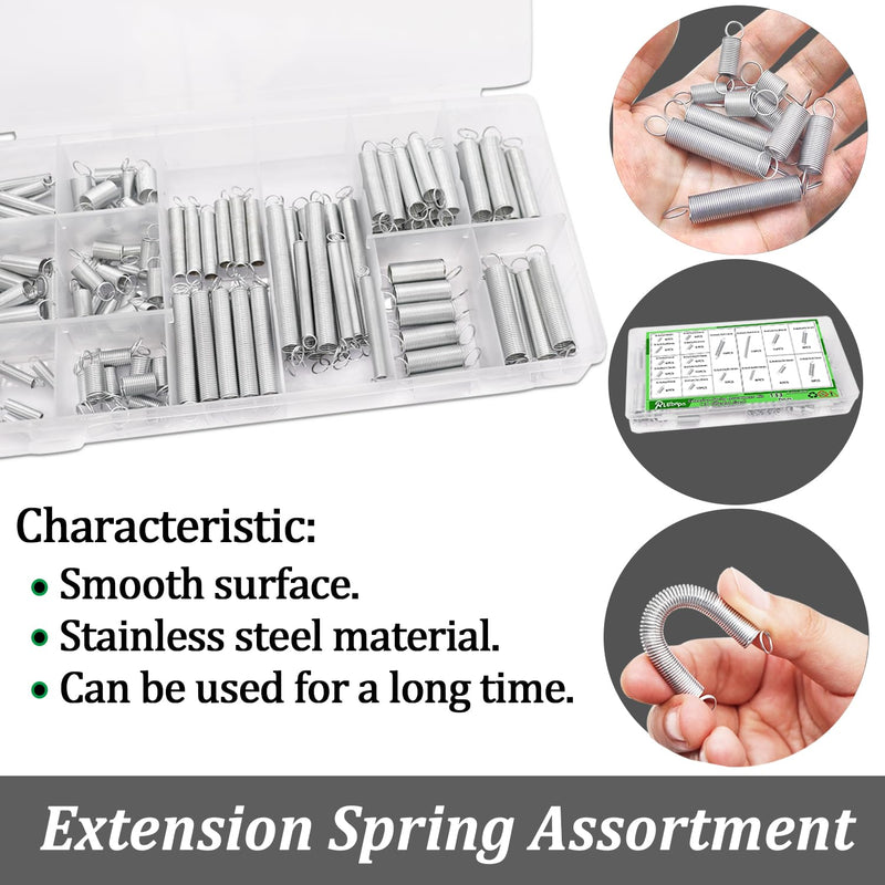 [Australia - AusPower] - 133PCS Extension Spring Assortment Kit 25 Different Sizes Zinc Plated Extension Spring for Home Repairs & DIY 133PCS 