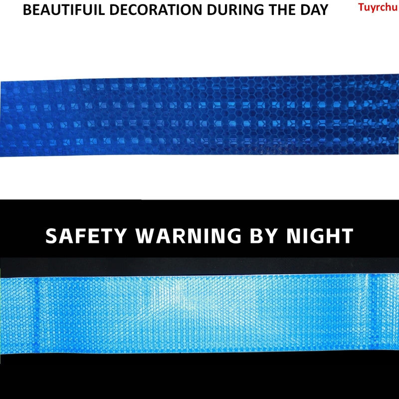 Blue Reflective Tape 2 inch Wide for Cars, Outdoor Waterproof High Visibility Warning Safety Adhesive Tape (66 Feet) 2"X66ft Blue 1