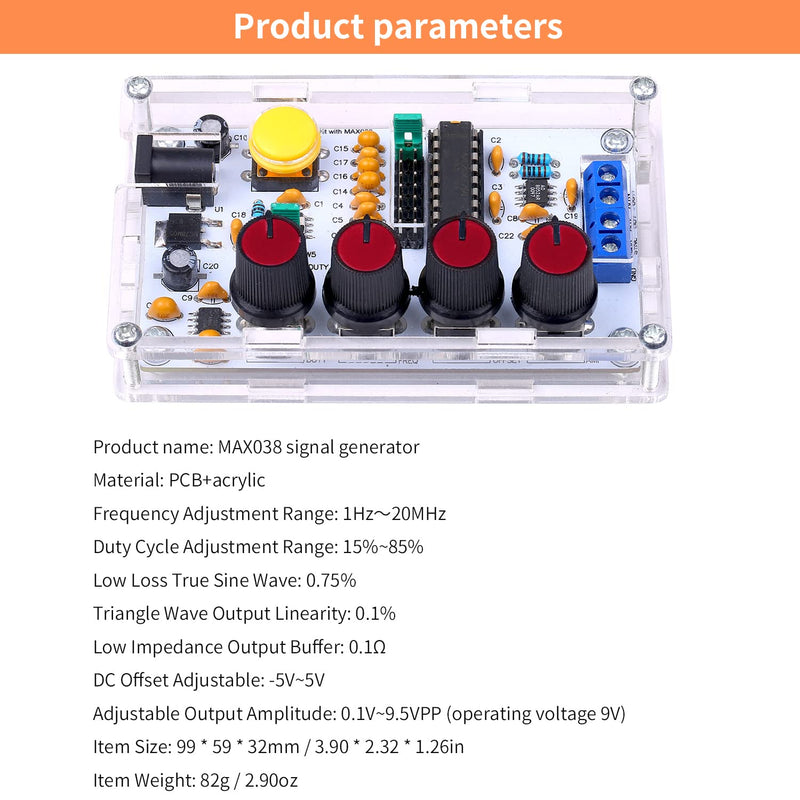 [Australia - AusPower] - Sunydog MAX038 Signal Generator DIY Kit 1Hz ~ 20MHz Function Generator High Speed Operational Amplifier Generator Sinus/Triangle/Rectangle/Sawtooth 