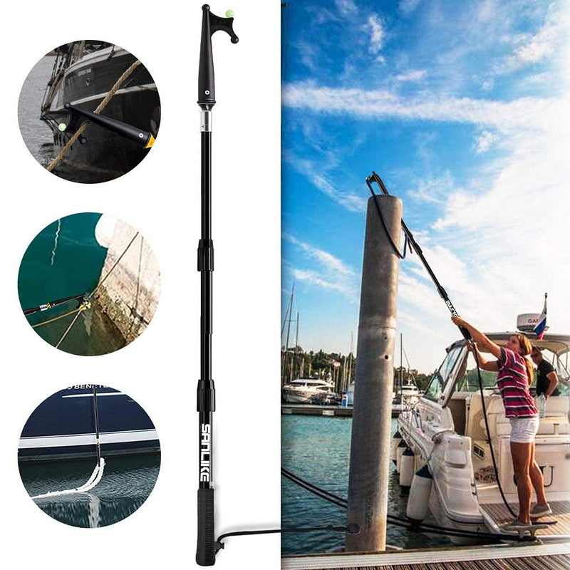 SANLIKE Telescoping Boat Hook for Docking, Floating Fiberglass Dock Hook with Luminous Bead, Twist-Lock Extension Pole, Non-Slip Handle, Rustproof Marine Tool for Yacht Pontoon Mooring 3.9FT