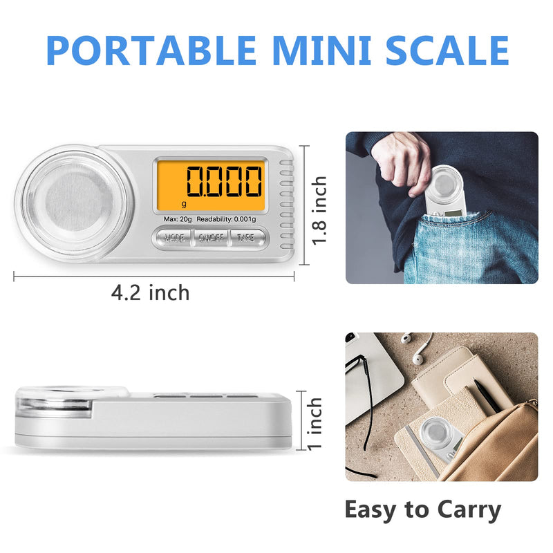 THINKSCALE Digital Milligram Scale, 20g x 0.001g Mini High Precision Mg Scale with LCD Display, Tare, 6 Units Portable Jewelry Scale, Micro Gram Scale for Powder Medicine, Gold, Gem, Reloading