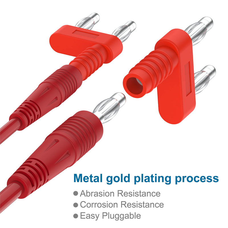 [Australia - AusPower] - Banana Plug Alligator Clip Pure Copper Fork Test Lead, Stackable 3.3ft Multimeter Flexible Test Lead Wire Cable with Protective Jack Copper Clamps for Electrical Testing (8pcs Pack) 