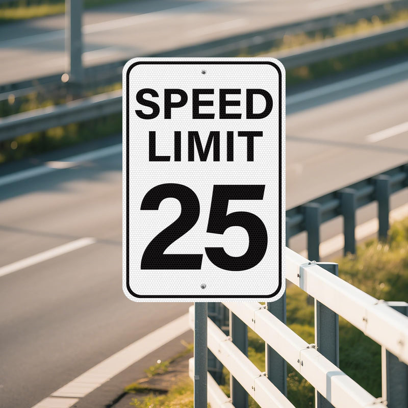 2 Pack Speed Limit 25 MPH Sign 18 × 12 Inches Reflective Weatherproof Aluminum Metal Traffic Satefy Signage with Pre-Drilled Holes for Indoor Outdoor Use