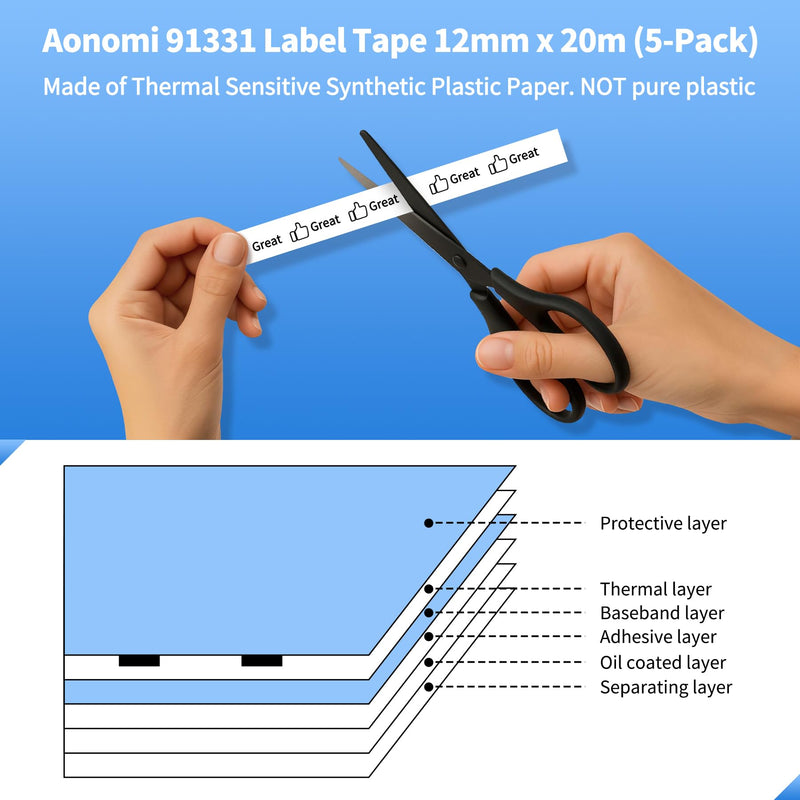 5 x Fluorescent Plastic + 5 x White Plastic LT Tape Compatible with DYMO LetraTag Plus LT-100T LT-100H QX50 Label Maker, 1/2 Inch x 13 Feet