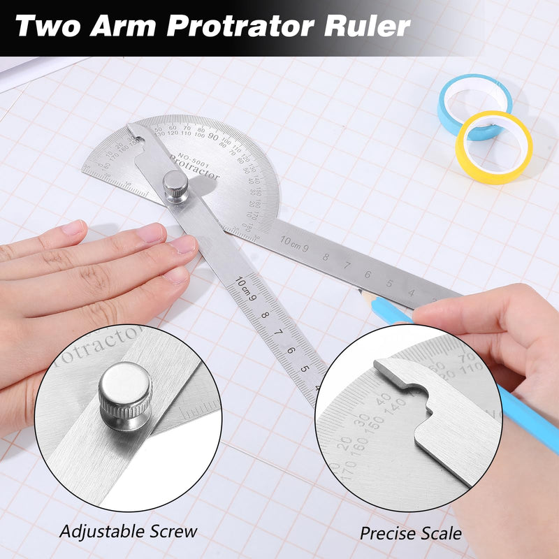[Australia - AusPower] - YUXIANLB Professional Protractor Stainless Steel Precision Angle Finder 360° Adjustable with Scale Protractor Ruler for Carpenters Wood Crafts Construction DIY High Quality Measuring Tool 