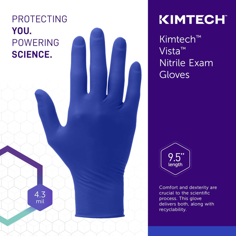 KIMTECH™ Vista™ Nitrile Exam Gloves (62827) 4.3 Mil, Ambidextrous, 9.5”, M, 200 Nitrile Gloves / Box,Blue Medium (Pack of 200)