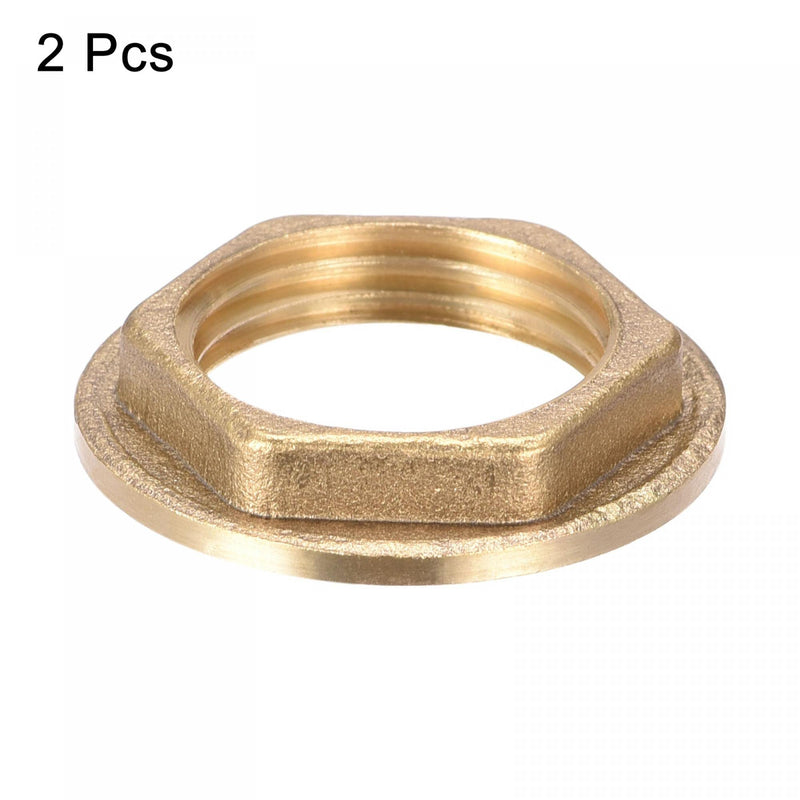 [Australia - AusPower] - uxcell G1/2 Lock Nut with Flange, Hex Brass Female Locknut for Plumbing 2pcs 