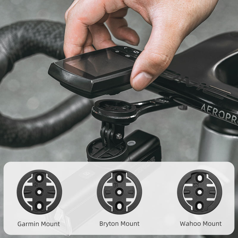 [Australia - AusPower] - ROCKBROS Bike Computer Mount, Out Front Aluminum Bicycle Computer Mount for Road Bikes Aero Integrated Handlebar Compatible with Garmin, Wahoo, Bryton and GoPro Big Logo 