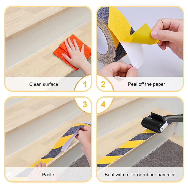 Qingluan Anti Slip Tape, Safety Non Slip Tape Outdoor Waterproof, High Adhesive Grip Tape for Stairs, Tread Step, Ramp, Skateboard, Caution to Keep from Slipping (Yellow/Black, 2 Inch x 33 Foot) 2 Inch x 33 Feet Yellow