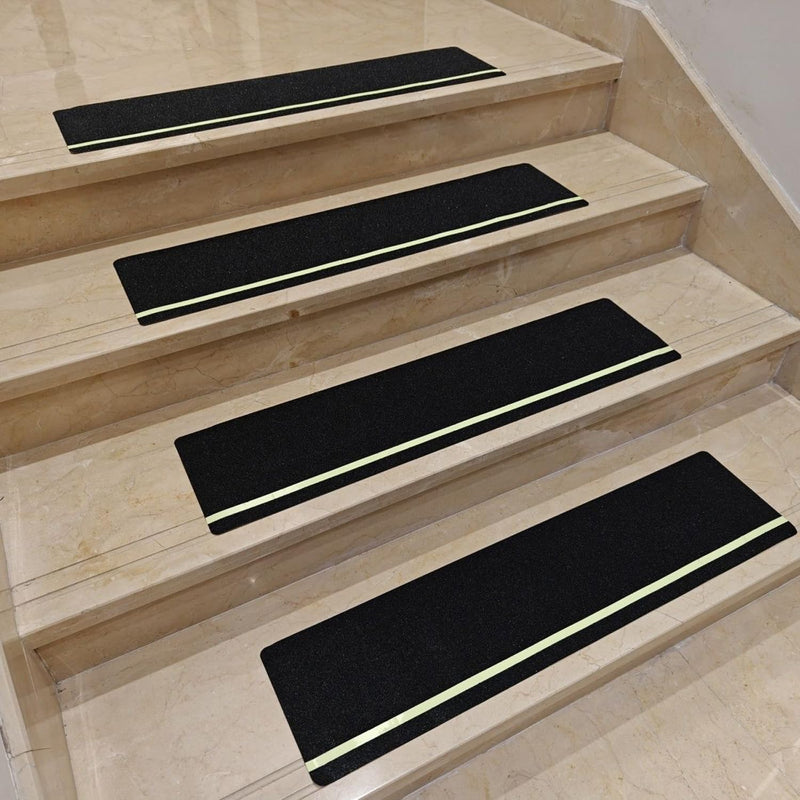 5Pack Anti Slip Traction Tape with 12mm Glow in the Dark, 6 inch x 30 inch, Non-Slip Grip Adhesive Tape to Indoor or Outdoor Stair,Tubs, Boats, Safety Grip Tape Non Skid for Stair Steps #02Black with Glow in Dark 6 inch x 30 inch 5pcs