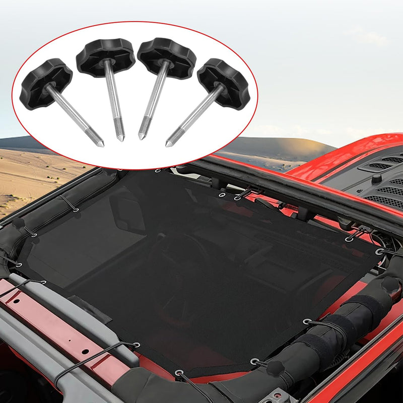 MFC 4 PCS Soft Top Door Surround Knobs Kits Window Frame Knobs Screws with Pin Compatible with for 1997-2018 Jeep Wrangler TJ/JK 4 Long