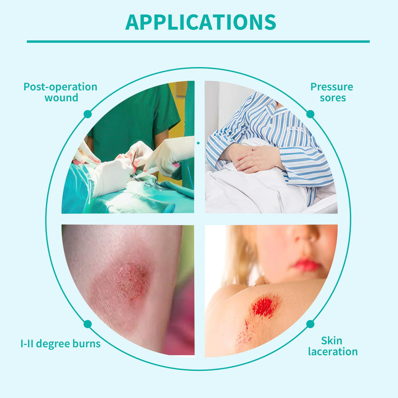 [Australia - AusPower] - Silicone Foam Dressing with Border Adhesive - Large Absorbent Waterproof Bandage for Wound Care, Foot Diabetic Ulcer, Leg Ulcer, 4" x 4", 5 Pack, FSA HSA Eligible 4 x 4 Inch (5PCS) 